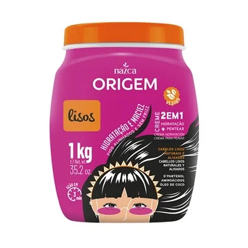 Origem Lisas Crema para Peinar Hidratante 2 en 1 Cabello Liso 1Kg - Nazca