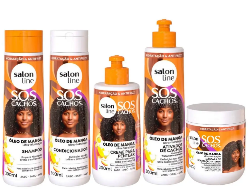 Salon Line SOS Curls Mango Keratin Curly Wavy Treatment Moisturizing 5 Prod.