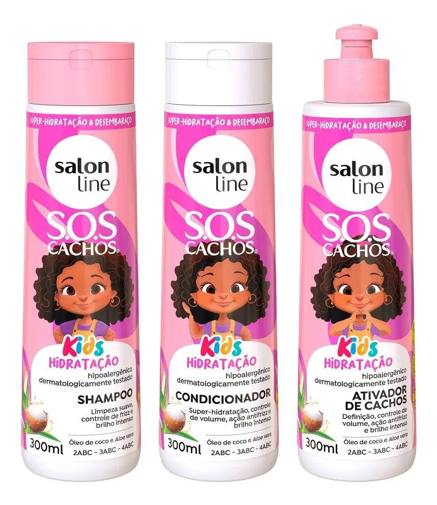 Salon Line SOS Curls + Multy Kids Home Care Daily Hair Treatment Kit 3x300ml