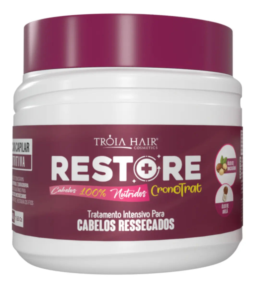 Masque Huiles Macadamia et Noisette Restore Cronotrat 500g - Troia Hair