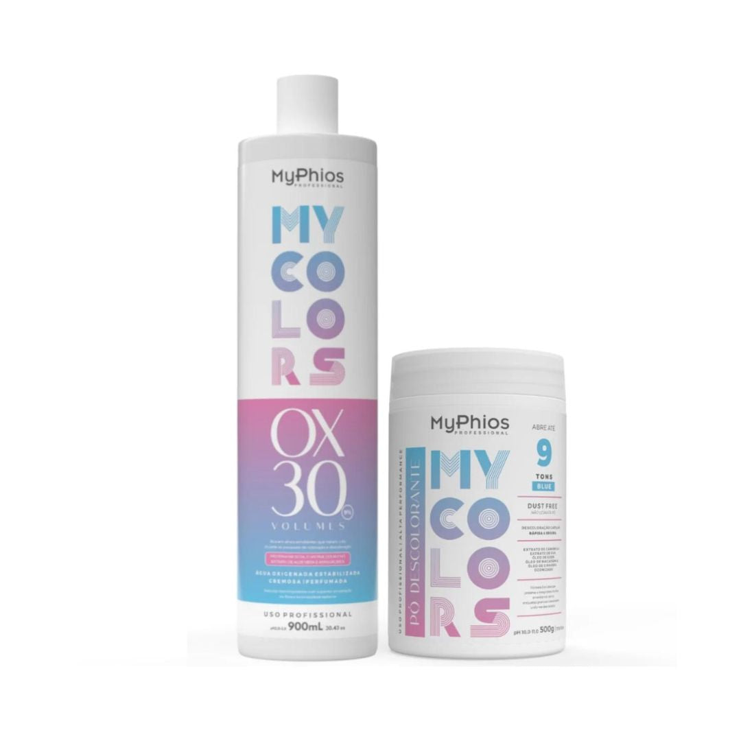MY PHIOS Hair Color My Phios Discoloration Peroxide OX 30 Volumes + Bleaching Powder Kit - 30oz