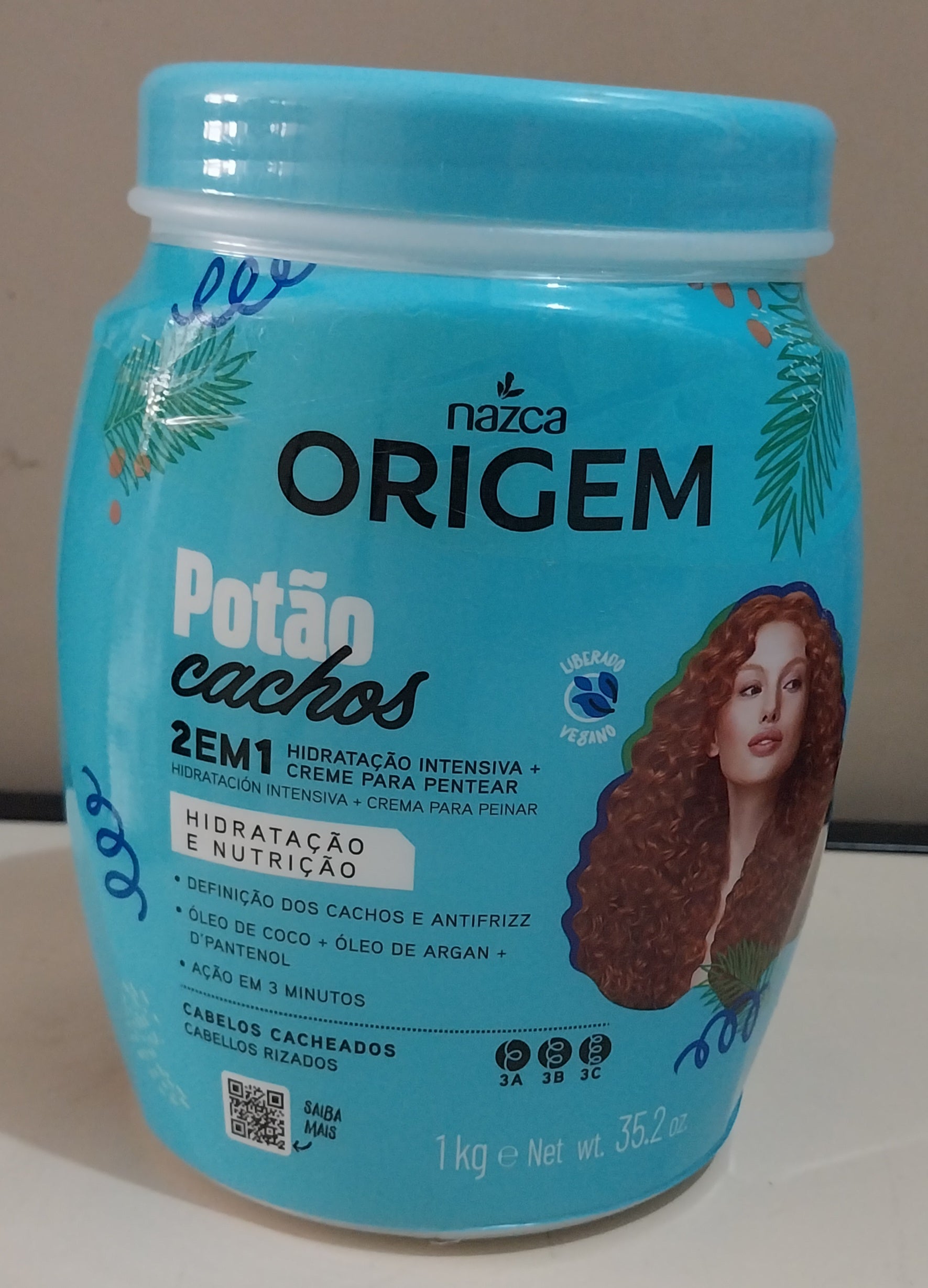 NAZCA Hair Cream Origem Cacheadas Curly Hair Curls 2 in 1 Vegan Moisturizing Cream 1Kg - Nazca