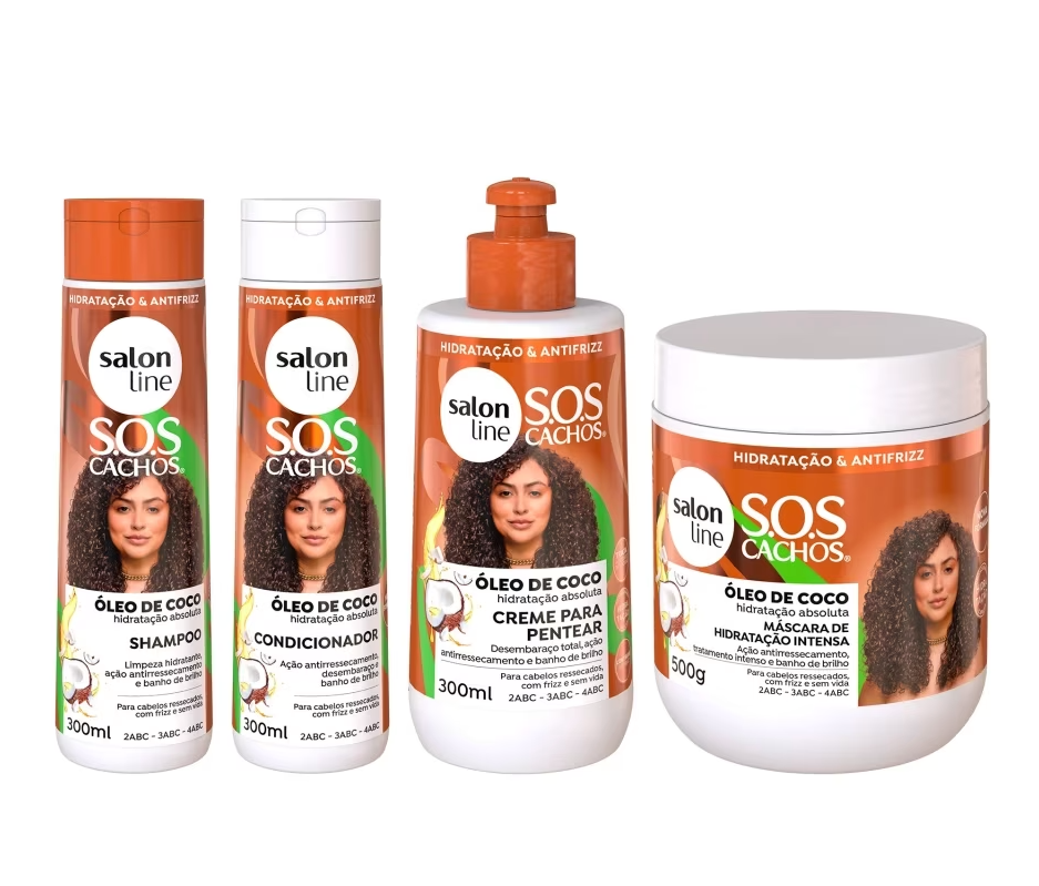 Salon Line Home Care Set Salon Line SOS Curls Coconut Curly Wavy Deep Moisturizing Treatment Kit 4 Prod