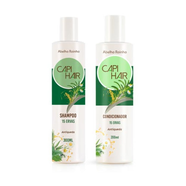 Abelha Rainha Shampoo & Conditioner Sets Capi Hair 15 Herbs Anti Hair Loss Maintenance Treatment 2 Itens - Abelha Rainha