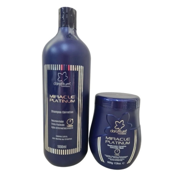 Clorofitum Hair Care Miracle Platinum Hair Color Maintenance Restore Treatment Kit 2 Itens - Clorofitum