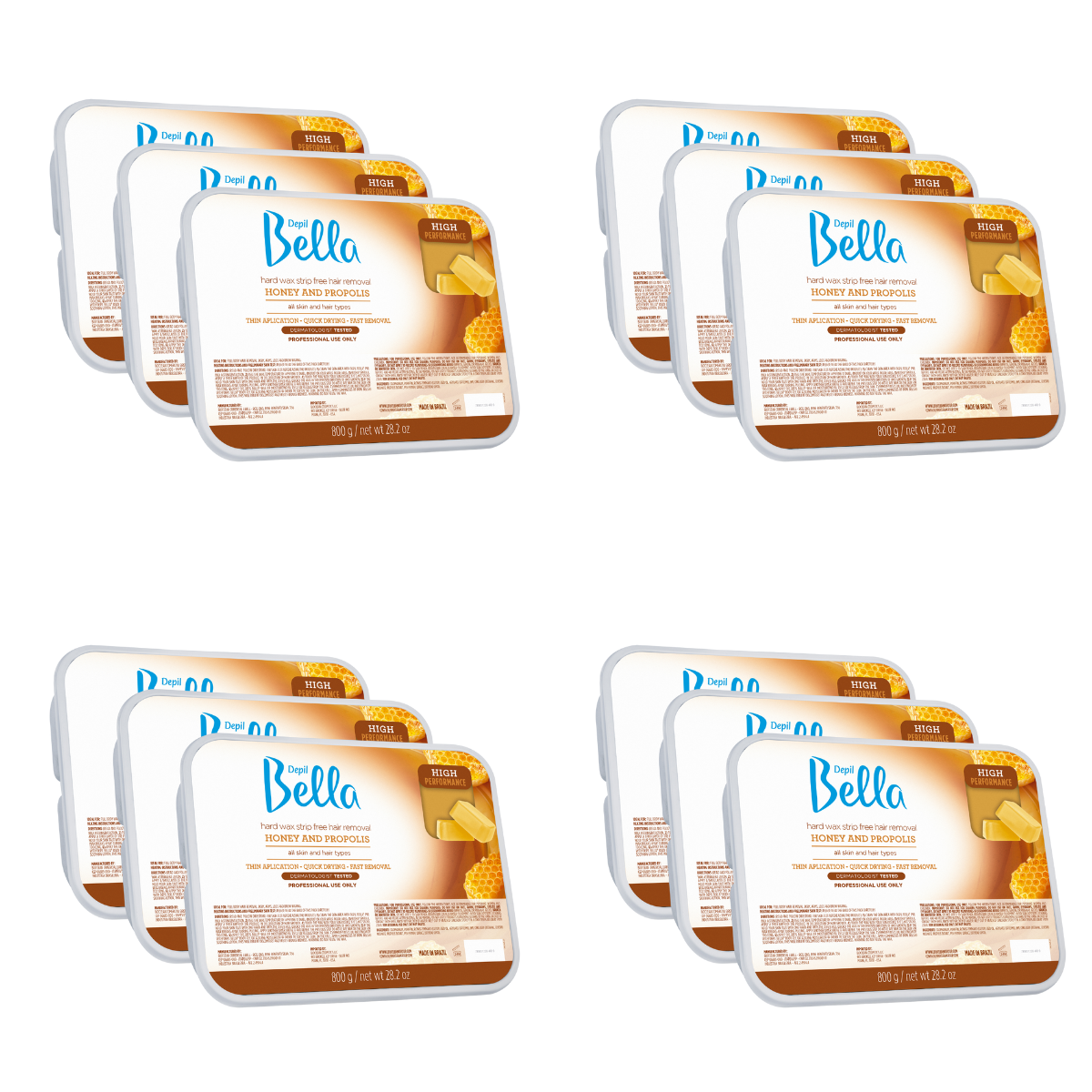 Depil Bella Hair Removal Wax Depil Bella High Performance Hard wax Hair Removal Honey with propolis 28.2 Oz (12 Units )