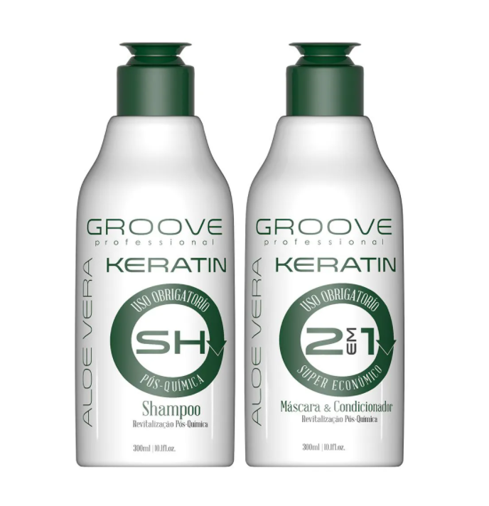 Groove Brazilian Keratin Treatment Aloe Vera Keratin Uso Obrigatório Post Chemistry Revitalization 2x300ml - Groove