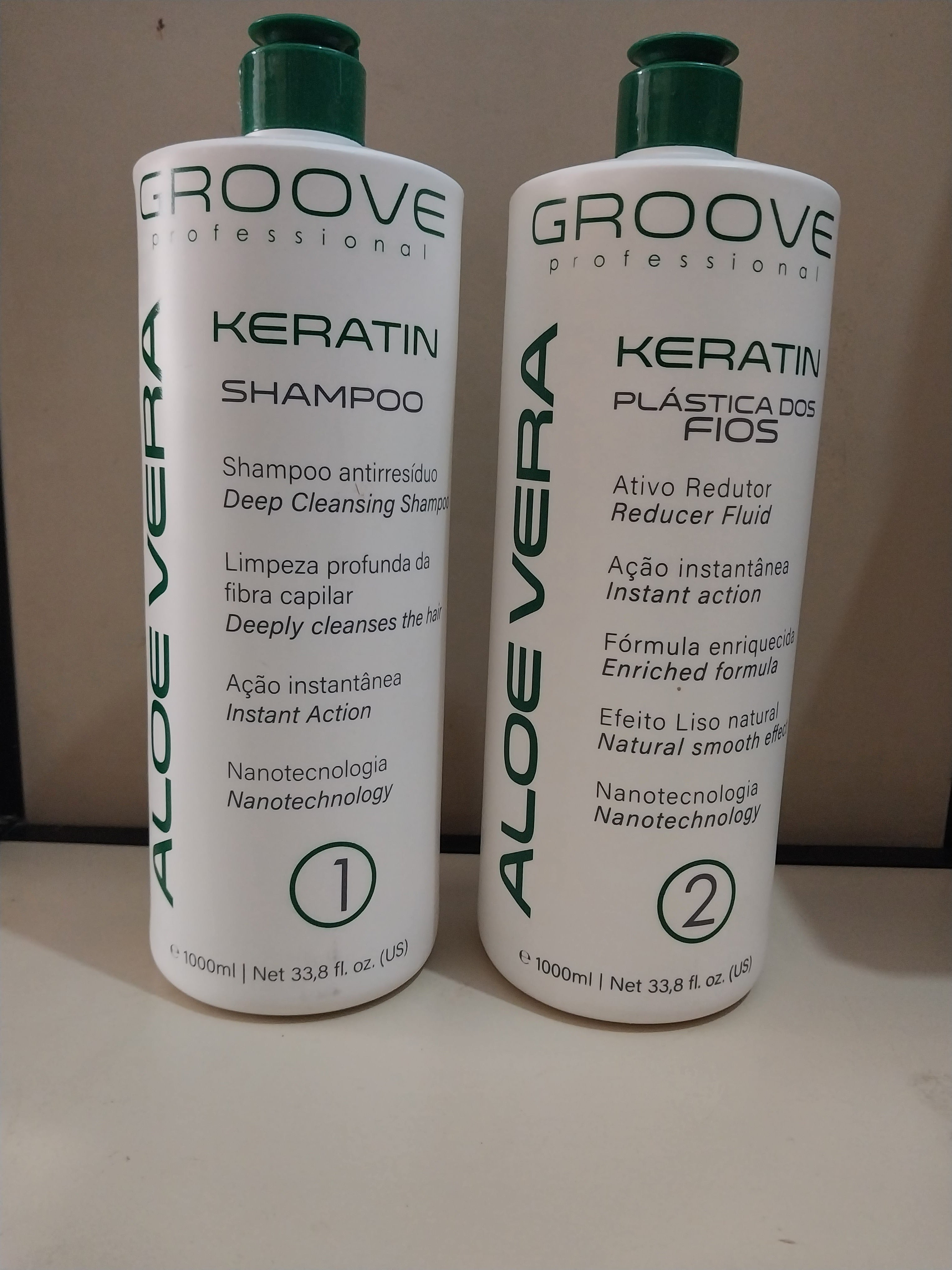 Groove Hair Straighteners Keratin Babosa Aloe Vera Progressive Brush Smoothing Treatment Kit 2x1L - Groove