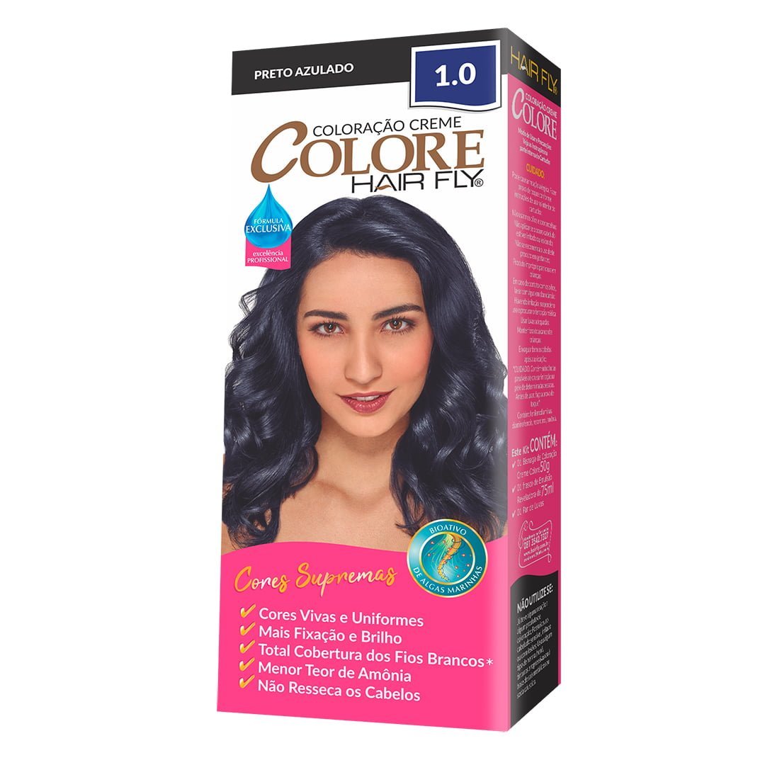Hair Fly Coloring Cream Colors 1.0 - Bluish Black 125g