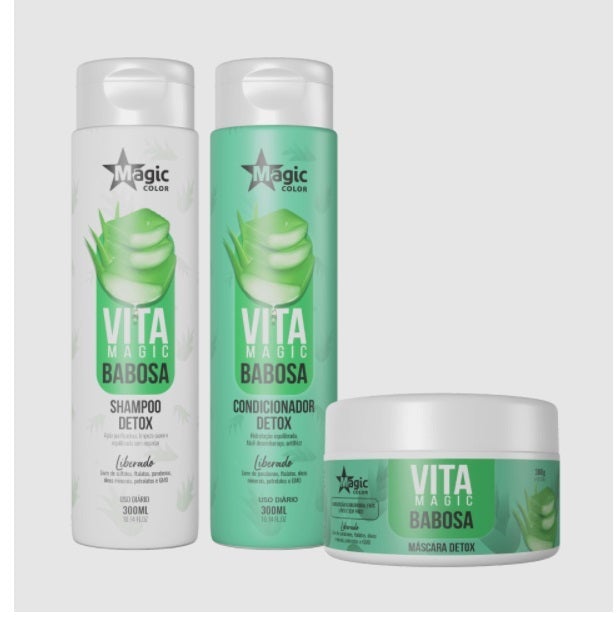 Magic Color Hair Care Kits Brazilian Original Vita Magic Detox Aloe Vera Anti Frizz Kit 3 Itens - Magic Color