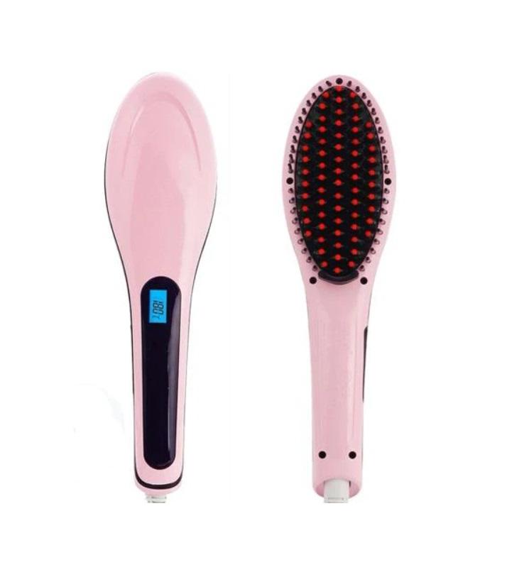Straightening Magic Fast Hair Straightener Pink Bivolt Smoothing Brush