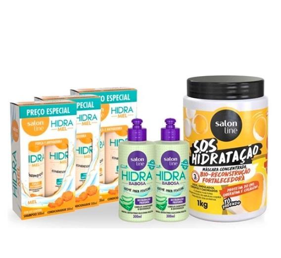 Salon Line Cabello Débil y Quebradizo Tratamiento Relax Ondulado Liso Kit 6 Productos