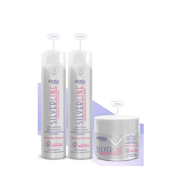 Vloss Hair Care Silver Line Color Maintenance Blond Hair Shine Tinting Kit 3x300ml - Vloss