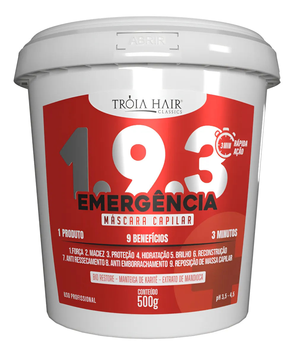 Emergência Emergency 1.9.3 Tratamiento 3 Minutos 9 Beneficios Mascarilla 500g - Troia Hair