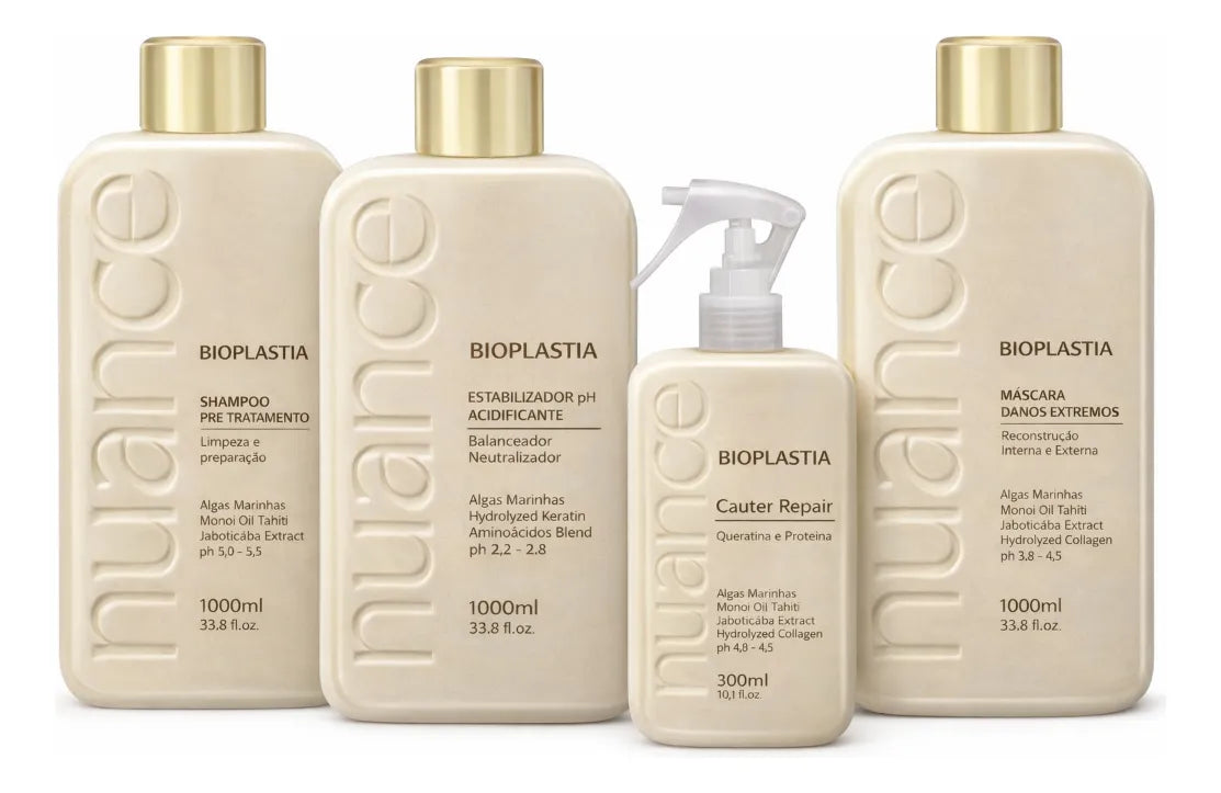 Nuance Bioplastia Kit de reconstrucción capilar interna y externa 4 productos - Nuance
