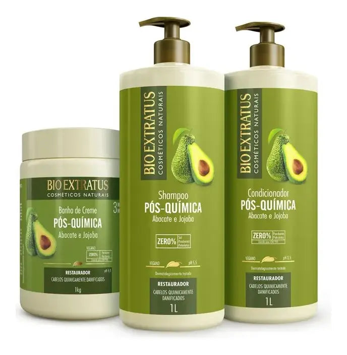 Kit Bio Extratus Pós-Química Shampoo Conditioner Cream Bath