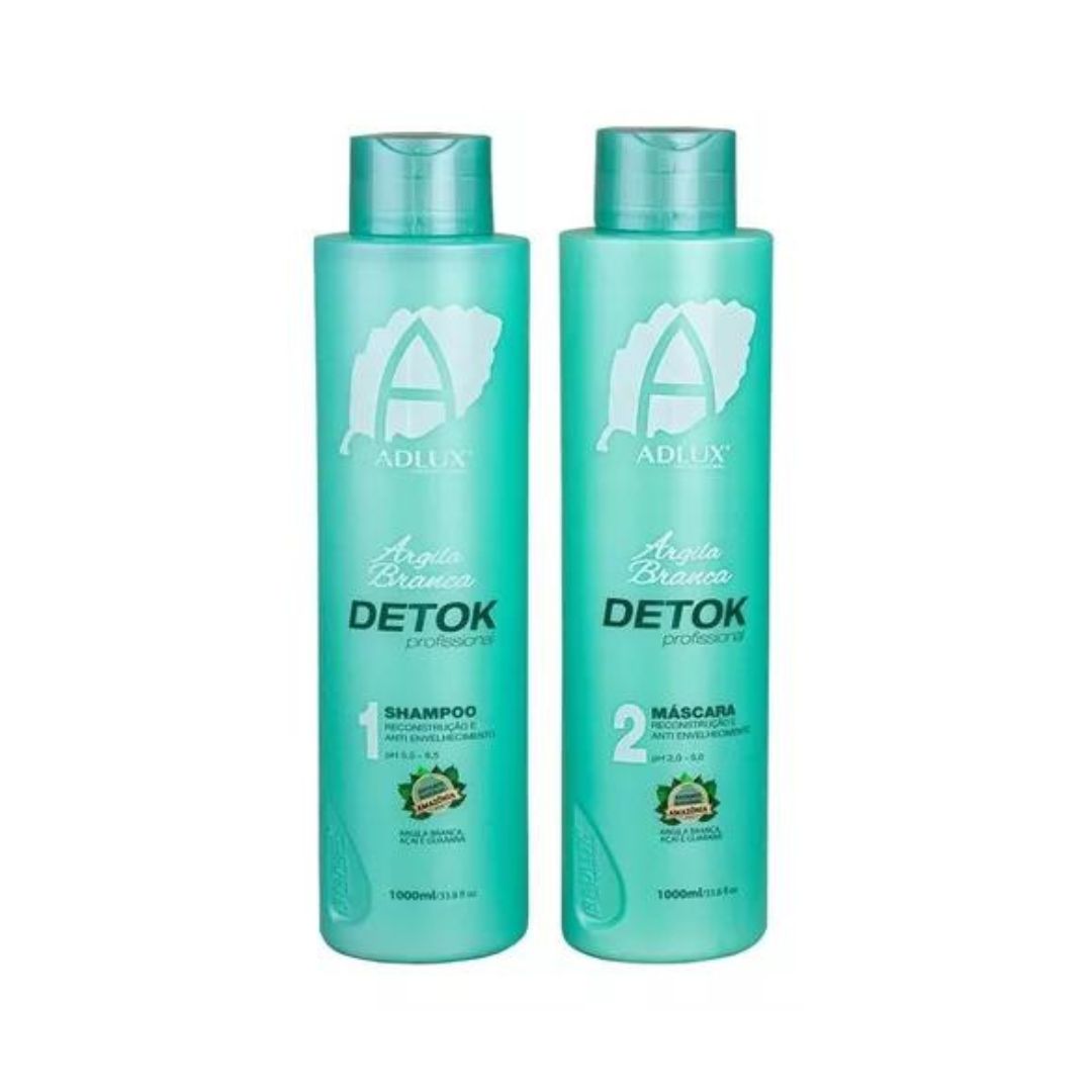 Adlux Hair Straighteners Adlux Detox White Clay Hair Volume Reducer Treatment Kit 2x 1L / 2x 33.28 fl oz