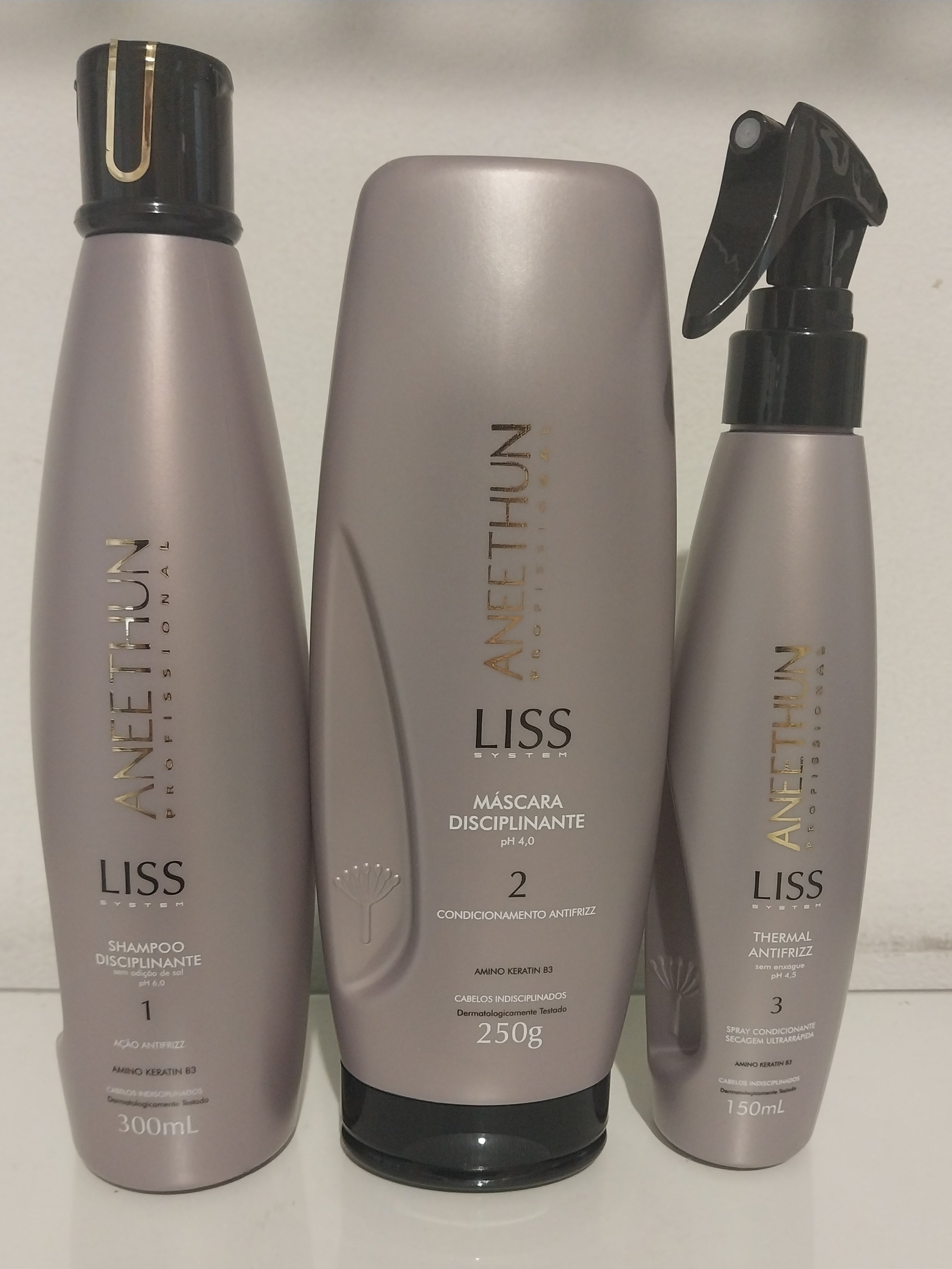 Aneethun Home Care Set Frizz Reduction Long-lasting Smooth Liss System Hair Kit 3 Itens - Aneethun