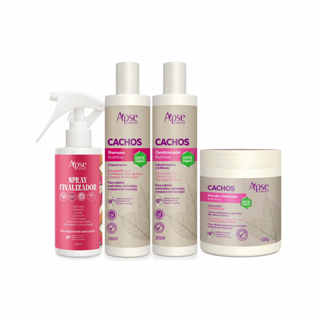 Apse Cosmetics Activators Apse Cosmetics - Curls Kit - Shampoo, Conditioner, Activator and Styler, and Finishing Spray (4 ITEMS)