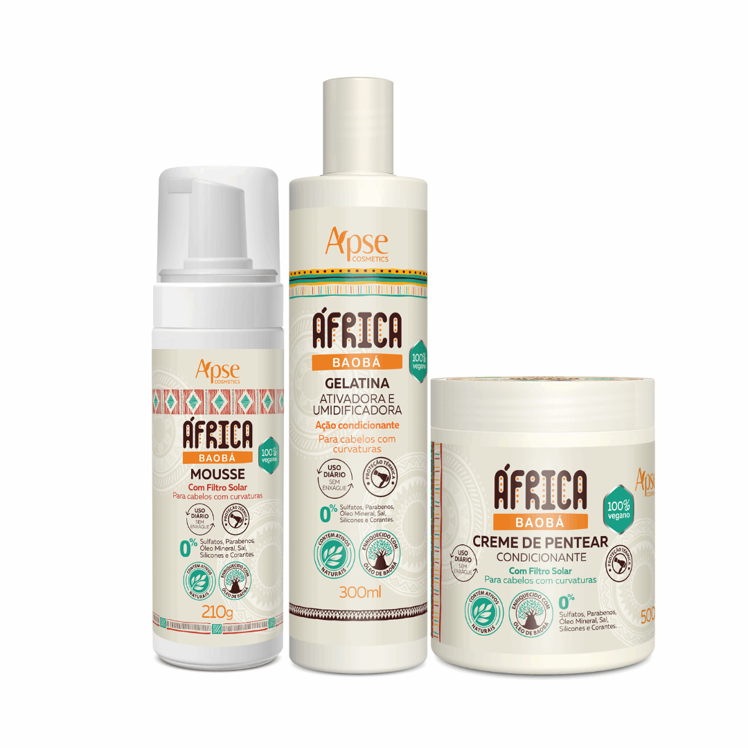Apse Cosmetics Combing Cream Apse Cosmetics - Africa Baobab Finishers Kit - Leave-in Cream, Gelatin, and Mousse (3 ITEMS)