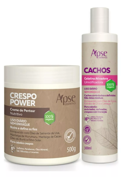 Apse Cosmetics Combing Cream Apse Cosmetics - Curls and Kinky Hair Finishing Kit - Gelatin and Leave-in Cream (2 items)