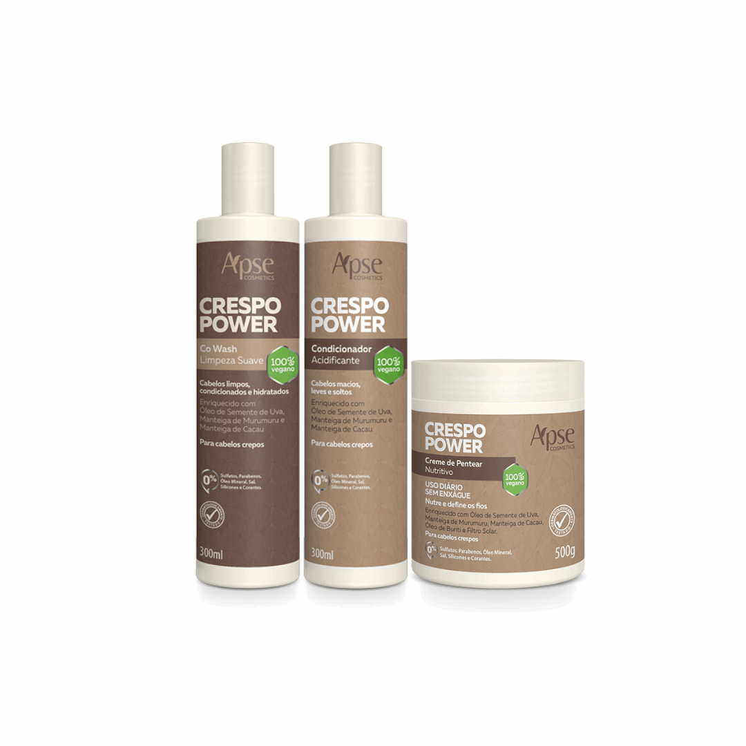 Apse Cosmetics Combing Cream Apse Cosmetics - Power Curly Hair Kit - Co Wash, Conditioner, and Styling Cream (3 ITEMS)