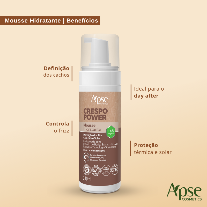Apse Cosmetics Mousses Apse Cosmetics - Curly Power Hydrating Mousse 7.1 fl oz - Conditioning Action