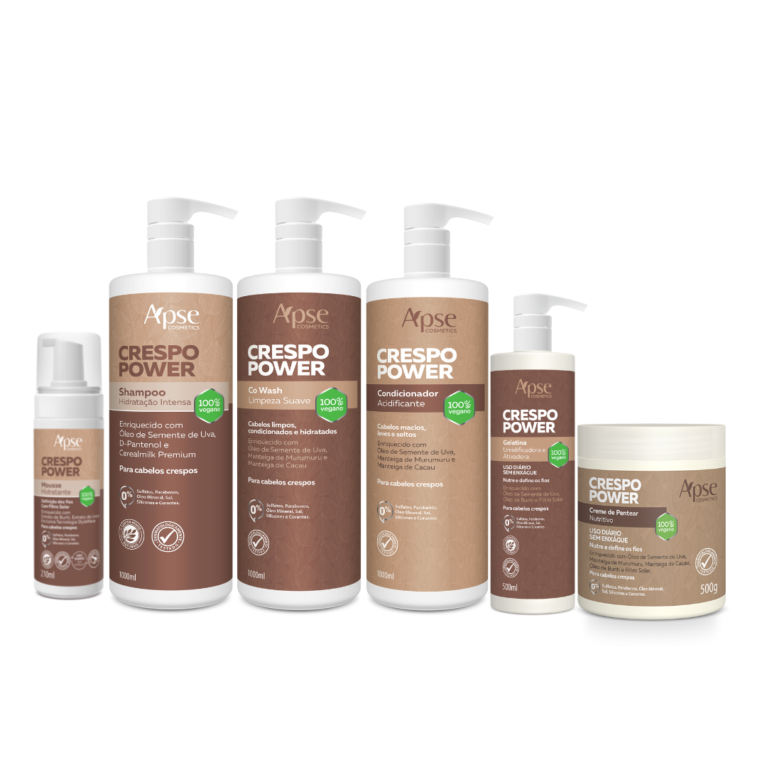 Apse Cosmetics Mousses Apse Cosmetics - Kitão Curly Power - Cleansing + Finishing (Shampoo, Co Wash, Conditioner, Cream, Gelatin, and Mousse) - 6 items