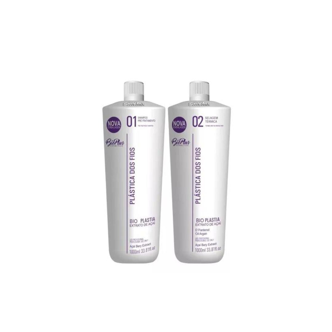 BIO PLUS Home Care Set Bio Plus Plastica dos Fios Wires Hair Plastic Acai Treatment Bioplasty Kit 2x32 oz (2L)