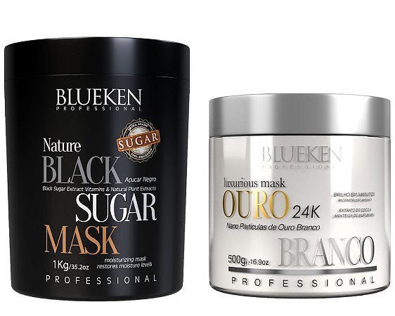 Blueken Hair Mask Blueken Black Mask Sugar 1Kg + White Gold Mask 500Grs