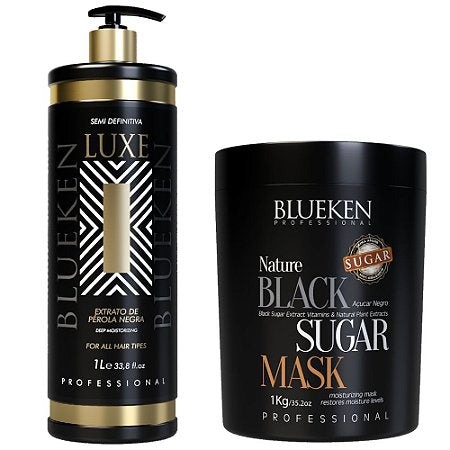 Blueken Hair Straighteners Blueken Luxe Semi Definitive Brush 1 Litro + Black Sugar 1Kg Mask