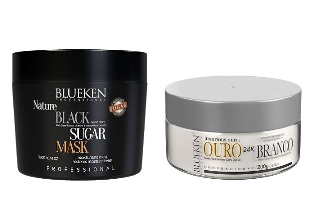 Blueken Hair Treatment Blueken Black Sugar Mask 300G + White Gold Gold Mask 200G