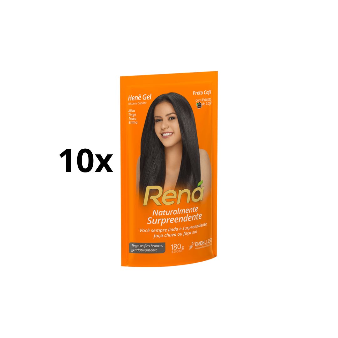 EMBELLEZE Brazilian Keratin Embelleze Lot of 10 Hene Black Coffee Hair Color Smoothing Straightening 180g Bundle (6.35 oz)