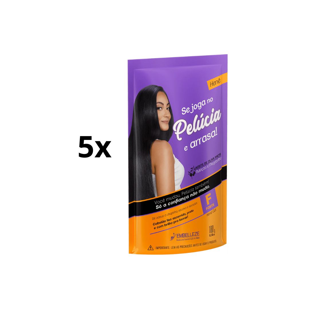 EMBELLEZE Brazilian Keratin Semprebella Lot of 5 Hene Pelucia Strong Pouch Hair Coloring 180g (6.3 oz) Embelleze