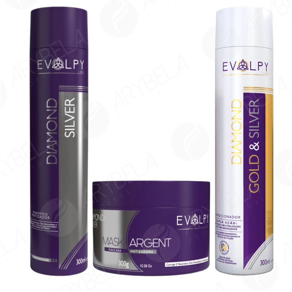 EVOLPY LISS Blond Hair Kit Shampoo Matizer 300ml + Mask Mask + Duo Duo Conditioner Diamond Silver Evolpy Liss