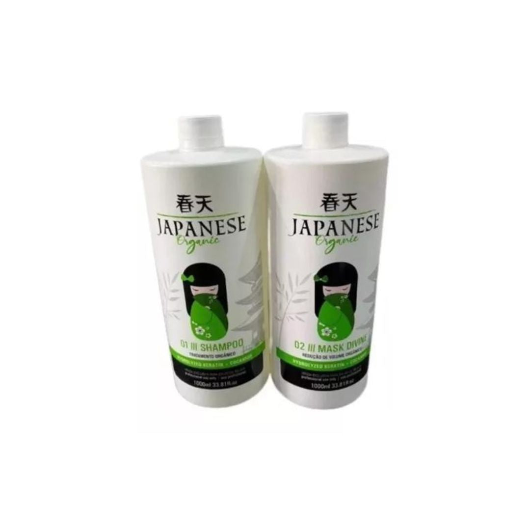 JAPONESA Brazilian Keratin Japanese Organic Semi-Definitive Sealant Progressive Brush Hair Kit - 2x1L