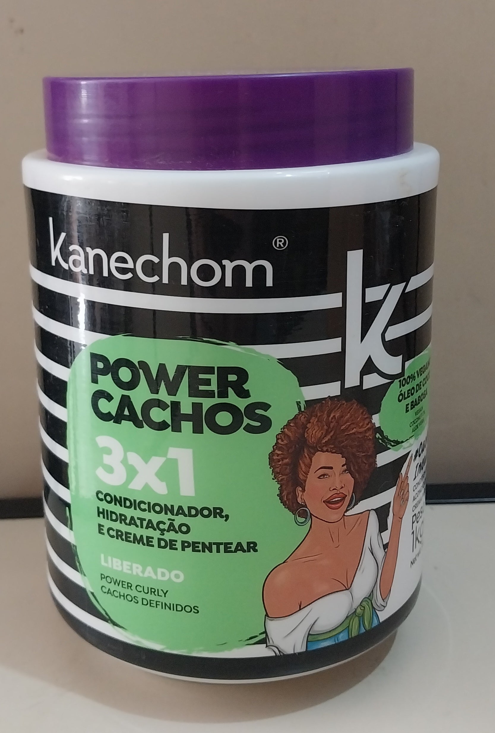 Kanechom Combing Cream Vegan Power Cachos 3 in 1 Conditioner Combing Curly Hydration 1Kg - Kanechom