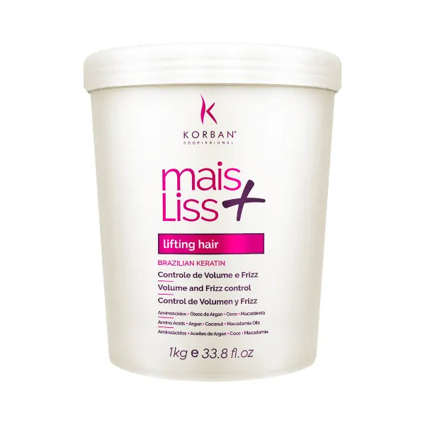 Korban Hair Relaxer Korban Mais Liss Brazilian Keratin Ligting Reducer 1Kg / 33.8 fl oz