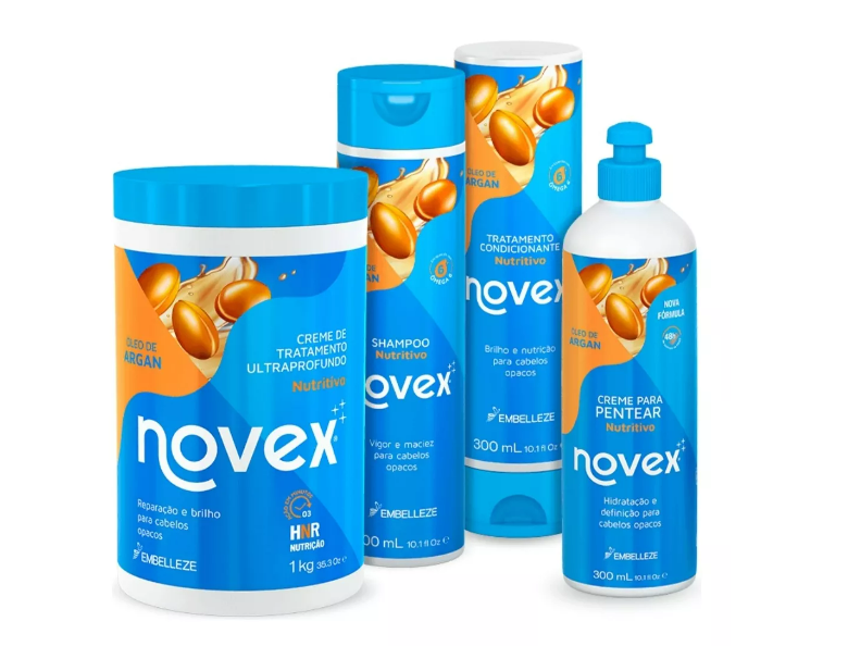 Novex Home Care Set Novex Argan Oil Hair Shine Moisturizing Treatment Kit 4 Itens - Embelleze