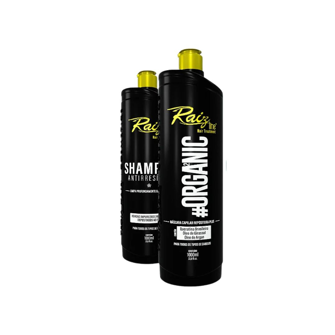 RAIZ LINE Brazilian Keratin Organic Definitive Progressive Brush Hair Straightening Kit 2x33.8 fl oz