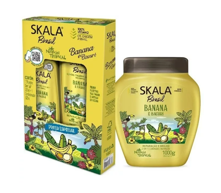 Skala Home Care Set Skala Brasil Amazon Banana & Bacuri Nutrition Vegan Treatment Kit 3 Prod. - Skala