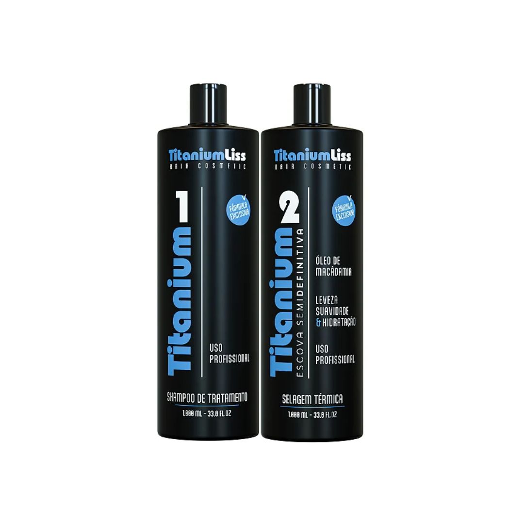 TITANIUM LISS Brazilian Keratin Titanium Liss Semi Definitive Progressive Brush Hair Straightening Kit 67.6 fl oz (2L)