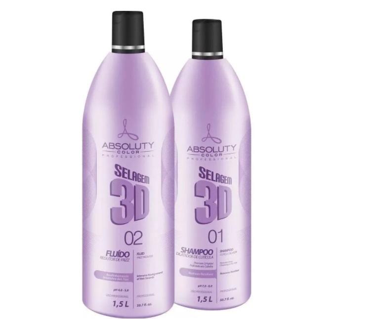 Absoluty Color Brazilian Keratin Treatment 3D Sealing Frizz Reducer Realignment Hair Treatment Kit 2x1,5L - Absoluty Color