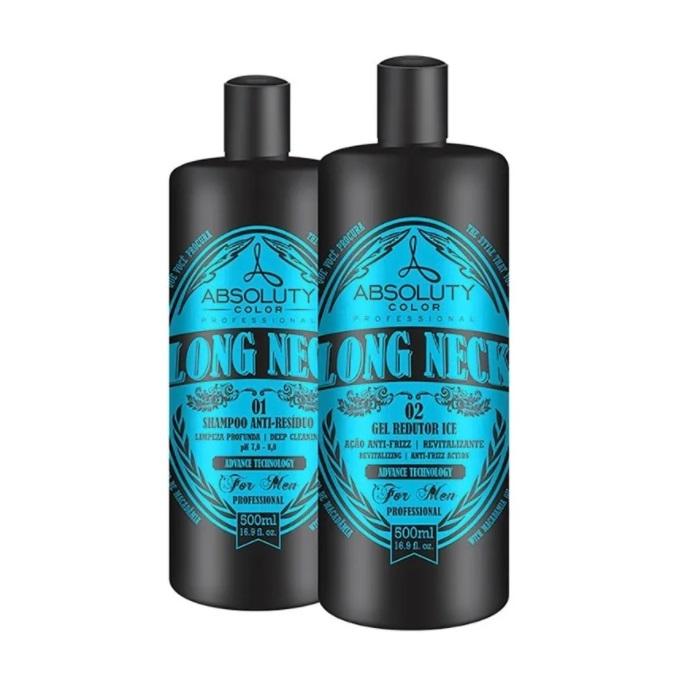 Absoluty Color Home Care Long Neck Ice Men's Hair Anti Frizz Treatment Kit 2x500ml - Absoluty Color