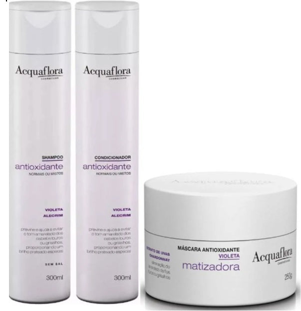 Acquaflora Hair Care Kits Violet Blond Hair Tinting Antioxidant Color Maintenance Kit 3 Itens - Acquaflora