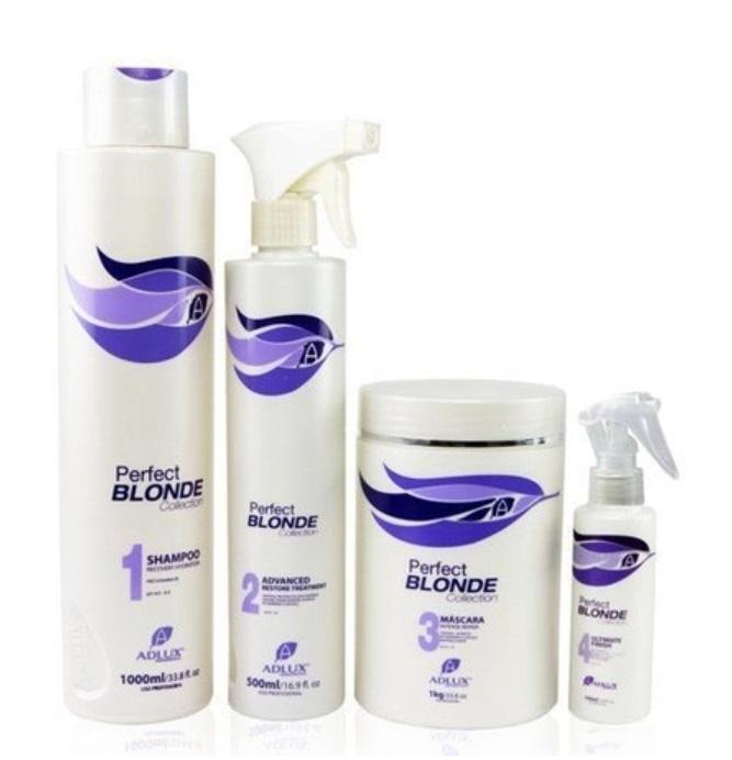 Adlux Brazilian Keratin Treatment Perfect Blonde Collection Restore Repair Ultimate Treatment Kit 4 Itens - Adlux
