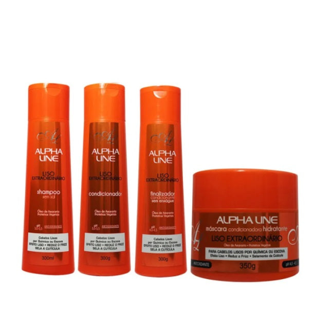 Alpha Line Hair Care Kits Extraordinary Smooth Liso Hair Moisturizing Straightening Kit 4 Itens - Alpha Line