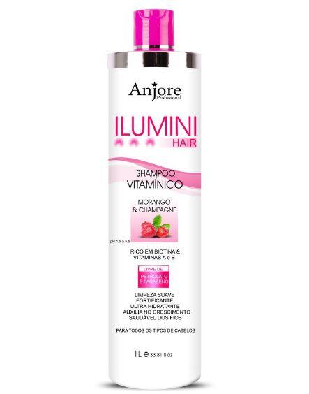 Vitamin Shampoo Biotin Ilumini Hair Strawberry Champagne Treatment 1L - Anjore