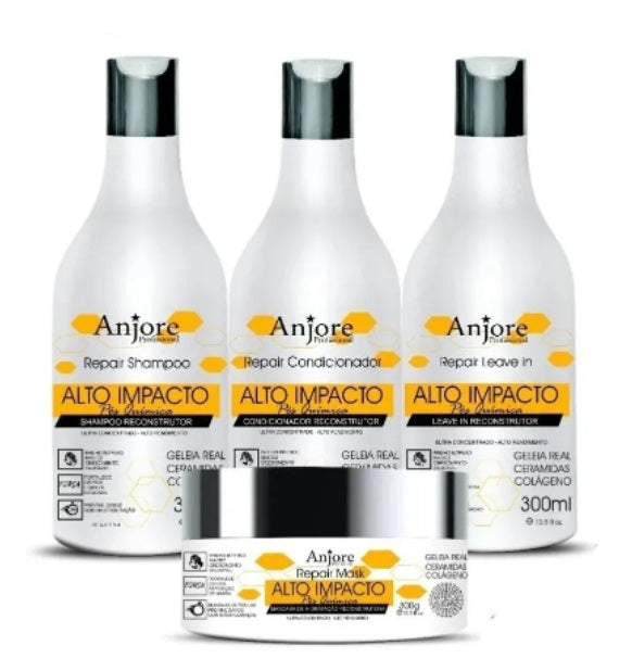 Anjore Hair Care Kits High Impact Alto Impacto Hair Home Care Treatment Kit 4 Itens - Anjore