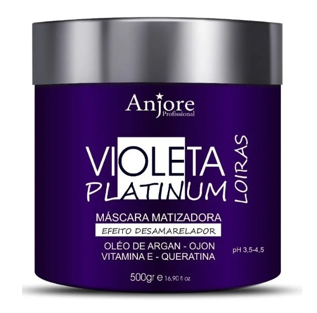 Anjore Hair Care Violet Platinum Blond Hair Tinting Color Maintenance Mask 500g - Anjore
